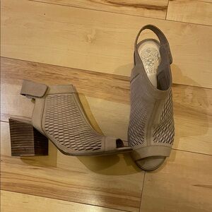 Vince Camuto Beige Peep-Toe Heels